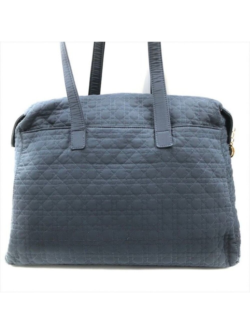 Dior Cannage Nylon Tote Boston Bag Navy - Picture 2 of 10